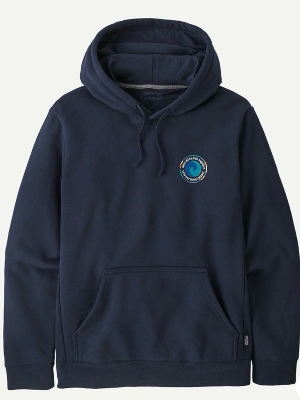 Patagonia Black Crewneck Hoodie with Small Circular Wave Logo
